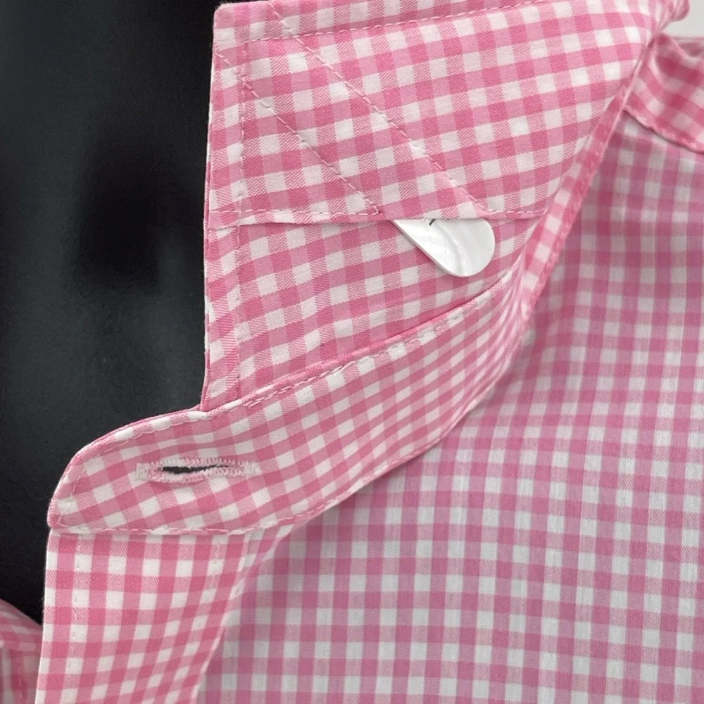 J Crew Pink & White Gingham Slim Performance‎ L/S Dress Shirt AS989 Men’s XL NWT